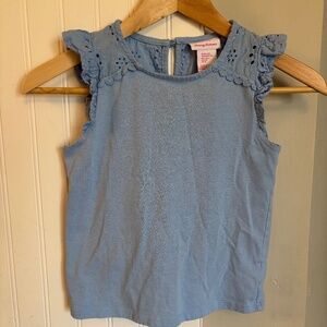 Tommy Bahama sleeveless top with eyelet ruffle sleeves. Size 7-8